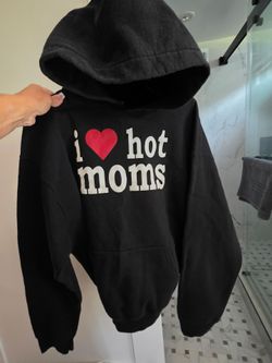 I Love Hot Moms Black Graphic Hoodie