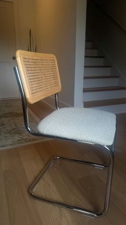 Modern Cane & Chrome Accent Chairs