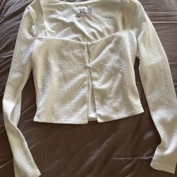 Princess Polly White Button Up Cardigan Size 2