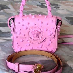 VERSACE Mini Pointed Studded Bag The Medusa And LA Medusa Leather Belt