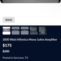 3000 Watt Hifonics Mono 1ohm Amplifier 
