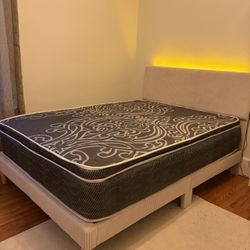 Upholstered Full Bedframe + Mattress 
