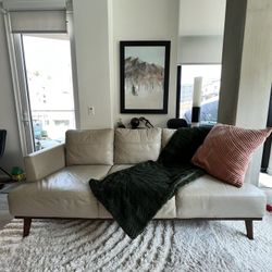 Genuine Leather  Couch - Gray/tan Color 
