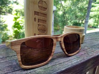 WOODEN sunglasses with wood case (brown lens) - NEW