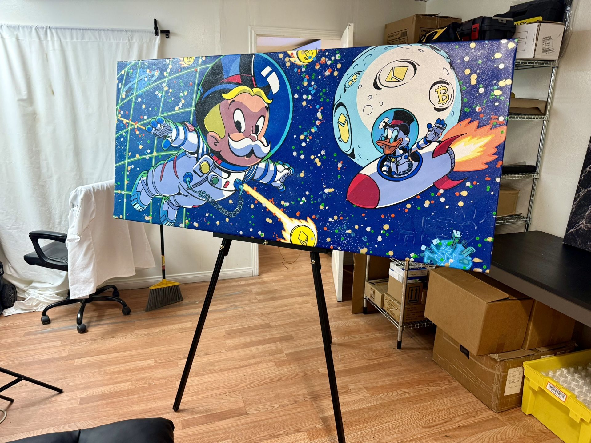 Alec Monopoly Crypto Space Glow In The Dark Canvas