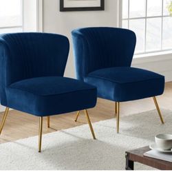 Upholster  Accent Blue Velvet Chair