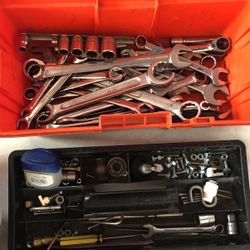 Assorted Wrenches And Tool Box