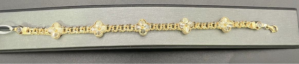 Gold 14k Clover Charm Bracelet