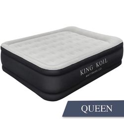 King Koil Luxury Air Mattress Queen with Built-in Pump for Home, Camping & Guests - 20” Queen Size Inflatable Airbed Luxury Double High Adjustable Blo