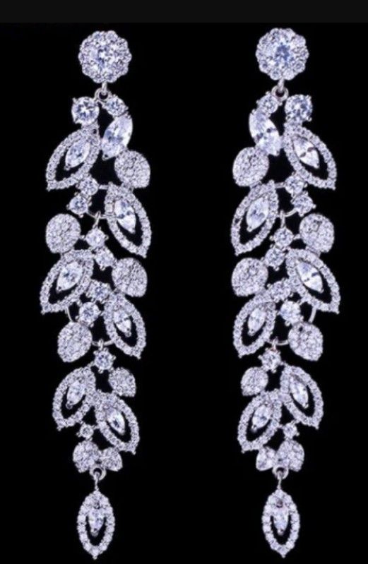 NWT Gemelli Long Dangle Drop CZ Earrings.