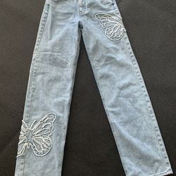 Pacsun Women's Blue 90s Boyfriend Butterfly Jeans, Size 23