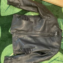 Alpine Stars Size 48 Black Leather Motorcycle Jacket