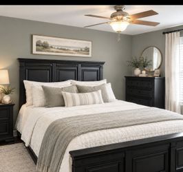 King Bedroom Set With Long Dresser, Tall Dresser, Mirror And Nightstand