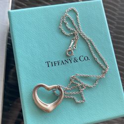Tiffany Open Heart Pendant Necklace Elsa Peretti 