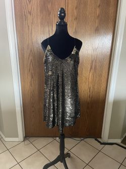 Gold Sequence Formal Cocktail Dress