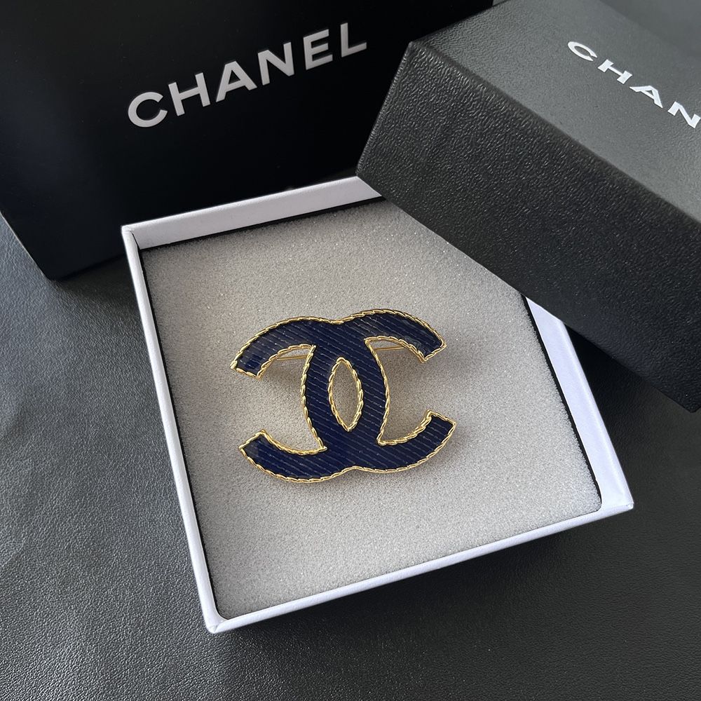 Classic Double C Blue Brooch