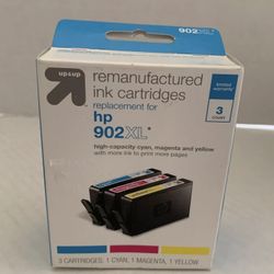 UP & UP 3 Count Ink Cartridge Replacement For HP 902XL Cyan Magenta Yellow New
