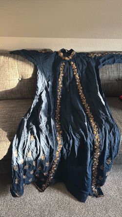 New Heavy work blue kurti cover only M