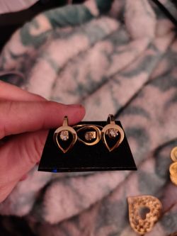 Vintage 14K Gold Wire Earring & Matching Teardrop Solitaire Ring Jewelry Set