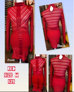 Red Lace Bodycon Mini Dress Size M