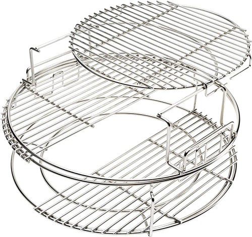 BBQ Expander Rack Kit, Big Green Egg Grill Accessories Large - Includes 2-Piece Multi-Function Rack, 1-Piece Conveggtor Basket, 2 Half-Moon Grids