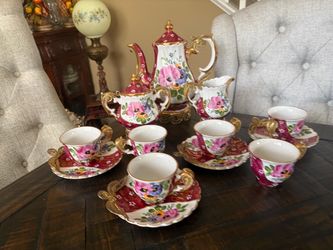 Porcelain Tea Set with Floral Gold Detail