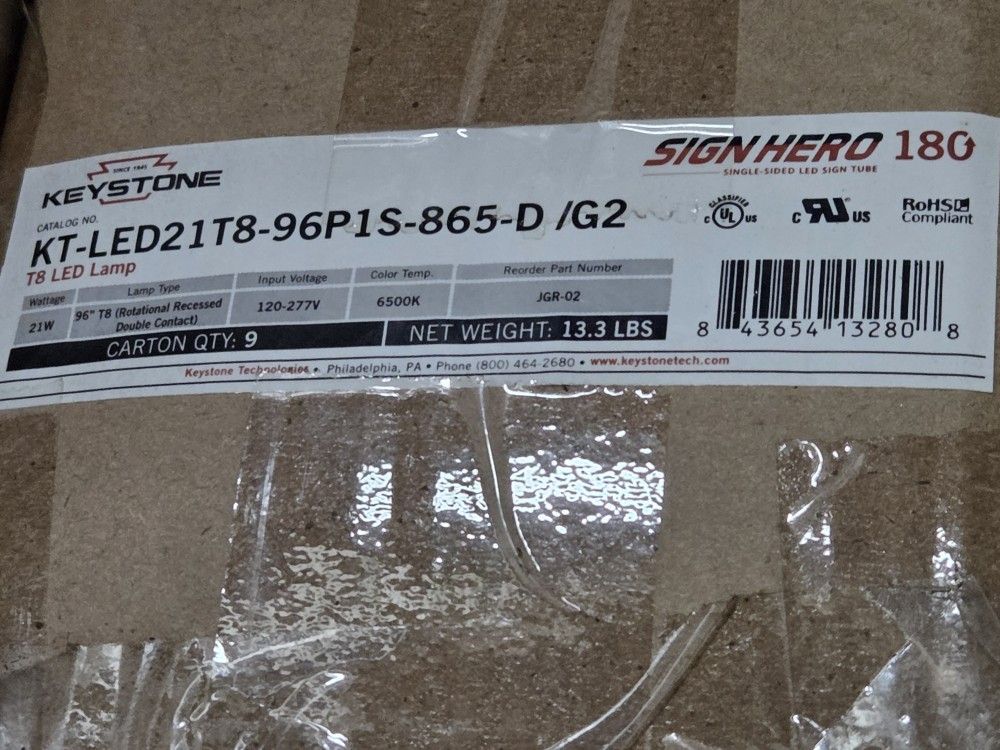 8 foot L. E.D 120/277 T-8 lamps No driver needed or ballots