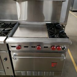 Used Wolf 36"L Range With 24"L Griddle, 2 Burners N Standard Oven
