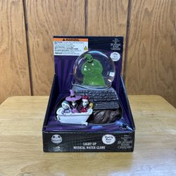 Nightmare Before Christmas Oogie Boogie Lock Light Up Musical Water Globe NEW