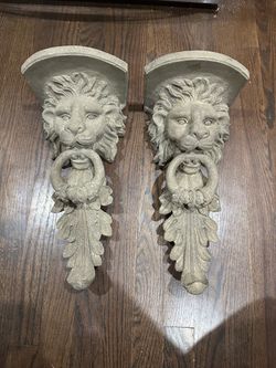 🦁 Regal Lion Wall Shelves – Stunning Matching Pair! 🦁