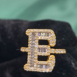 INTIAL "E" VVS D MOISSANITE GOLD AND 925 STERLING SILVER