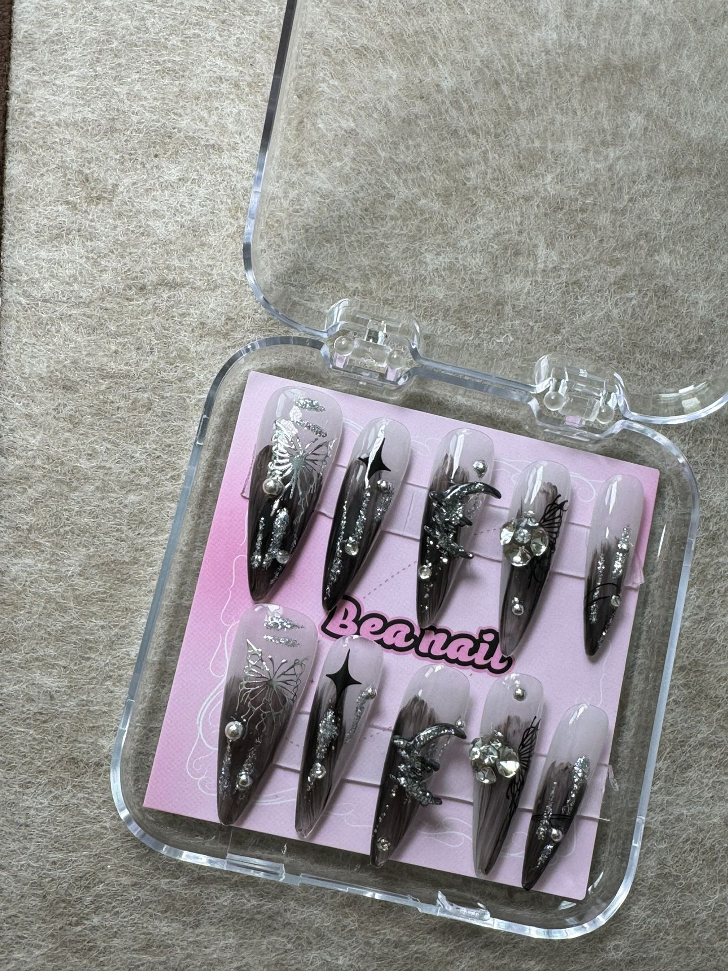 Hand made press on nail Size:S