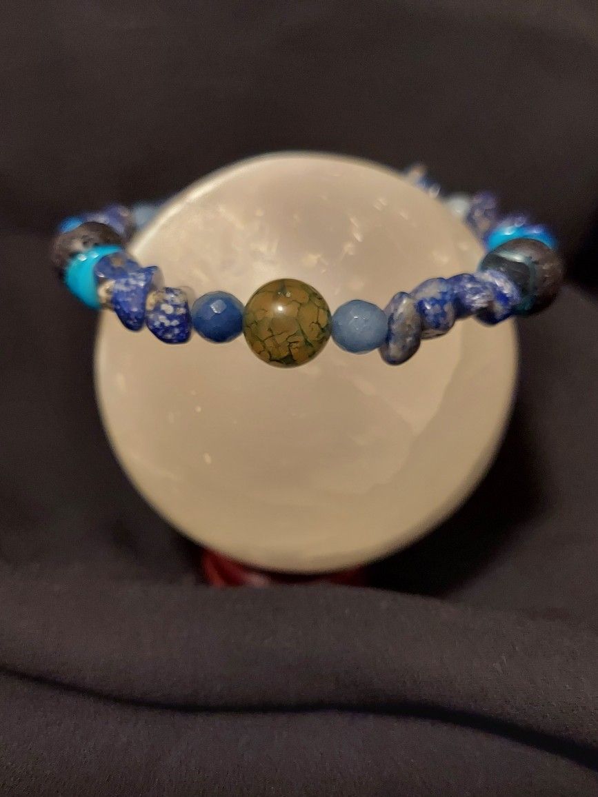 Blue Fire Agate, Lapis, Blue Aventurine, Black Lava, Blue Coral, Sodalite