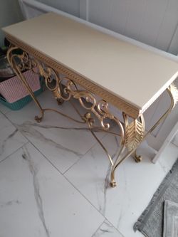 Ornate Gold Wrought Iron Console Table