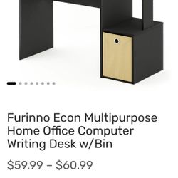 
Furinno Econ Multipurpose Home Office Computer Writing Desk, Black/Brown
