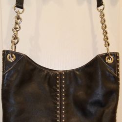 Michael Kors Large Leather Studded Shoulder Bag + Bonus Leather Belt Bag