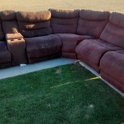 Brown Microsuede Sectional Sofa
