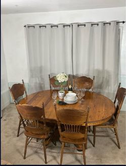 EXTENDABLE Dining Table with 6 Chairs SOLID OAK