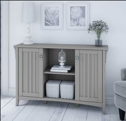 Bush Furniture Salinas Accent Storage Cabinet with Doors, Cape Cod Gray
