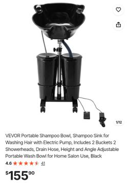 VEVOR Portable Shampoo Bowl with Electric Pump