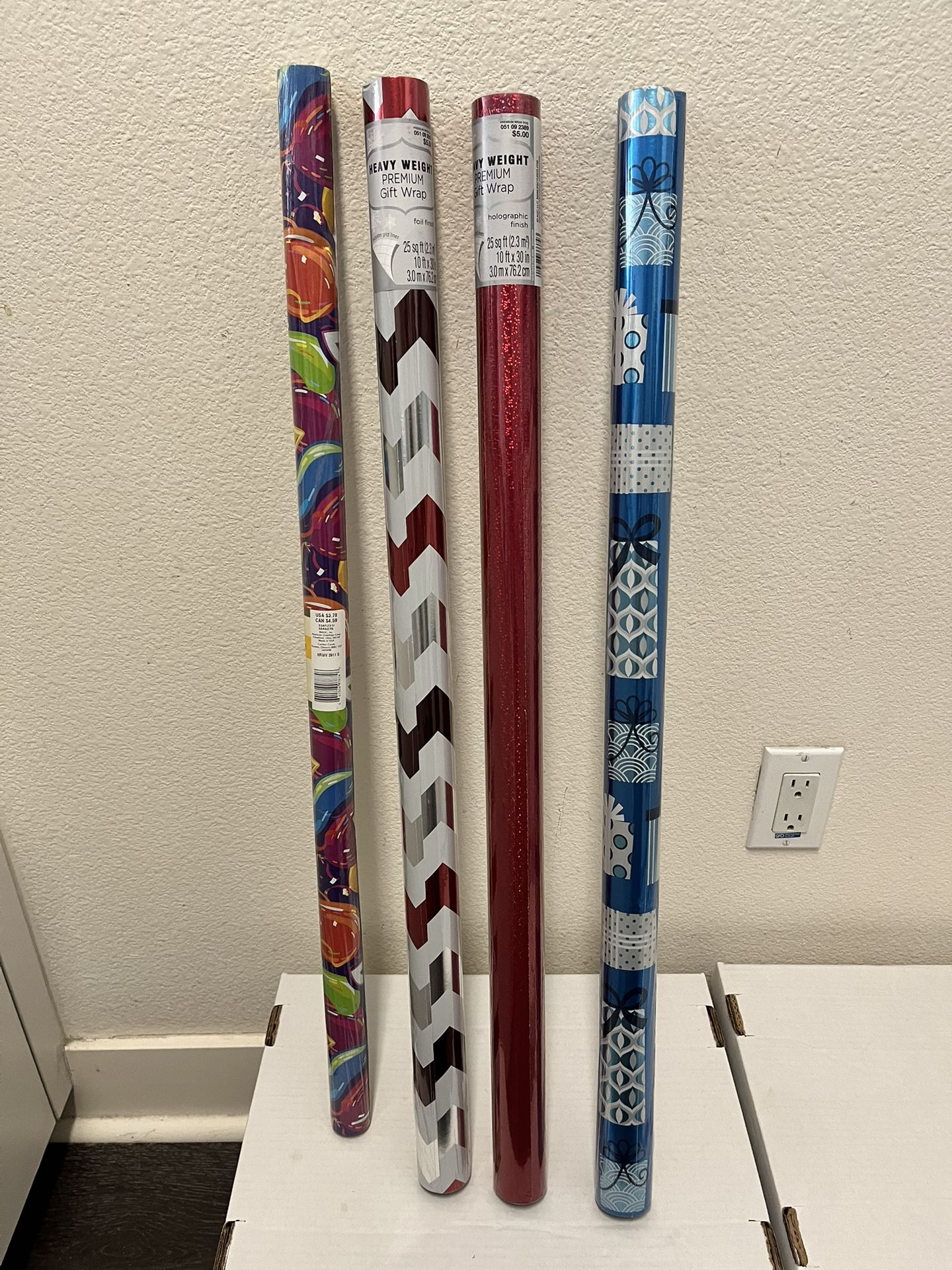 (4) - Rolls Of Unopened Gift Wrap - (New) 1 - Roll Is Happy Birthday  $ 8 - For All -  4 Rolls