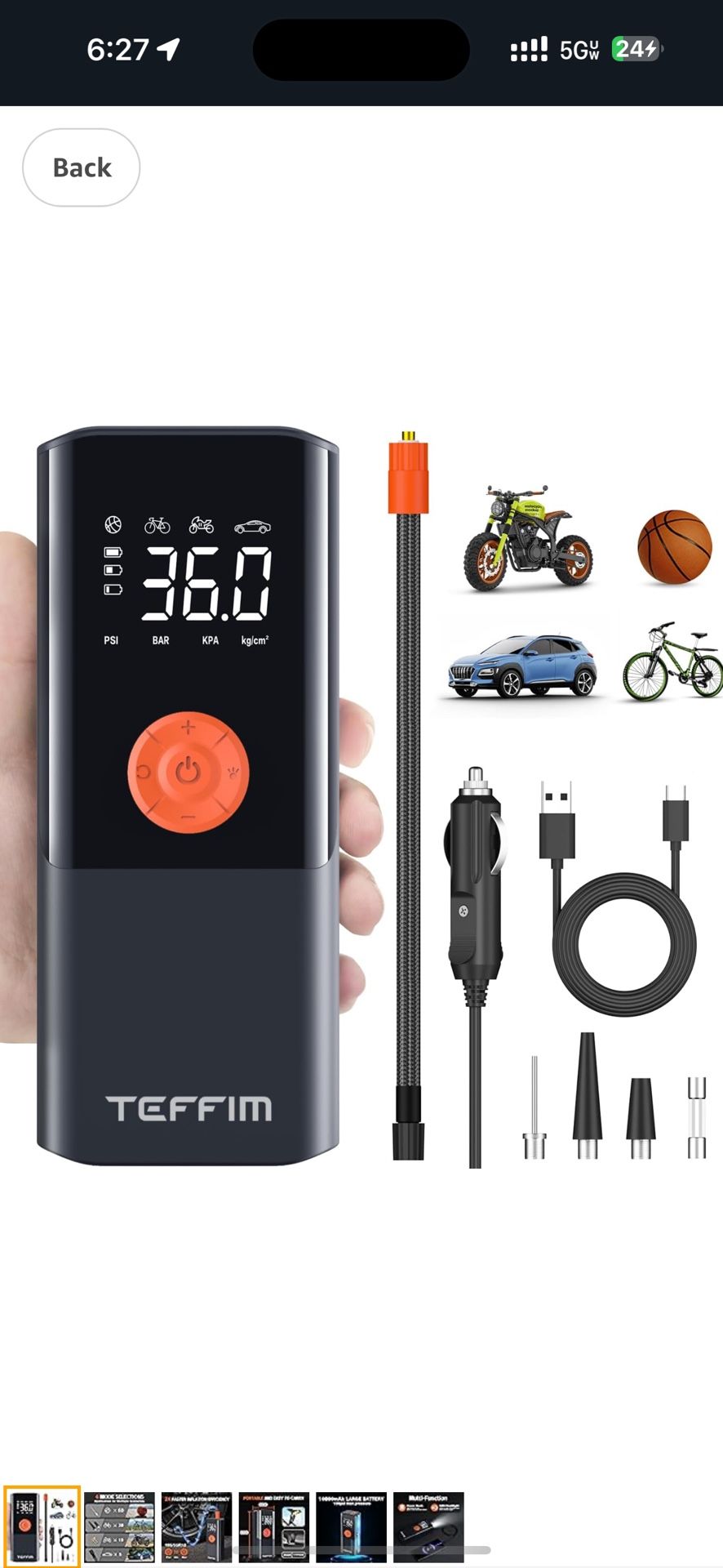 Tire Inflator Portable Air Compressor with Digital Pressure Gauge, 12V Smart Air Pump for Car Tires, Motorcycle, SUV, Electric Bike, Bicycle, Sports B
