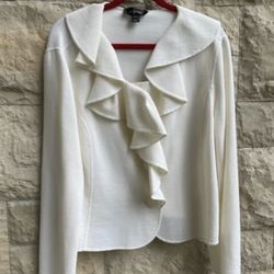 St. John Classy Off-White Knit Jacket. Size L