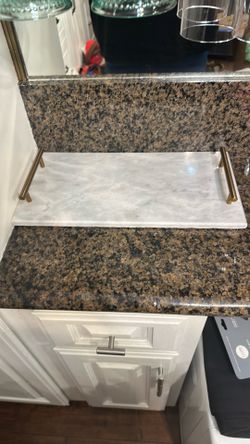 Marble tray with gold handles
