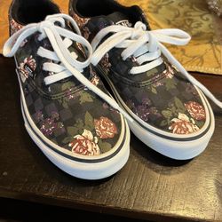 New Girls Vans Floral Sneakers Size 13.5