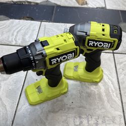 Ryobi 18v drill and impact, tool only