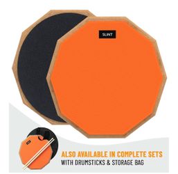 12” Double-Sided Practice Pad – 2-Surface Drumming Trainer for Snare Practice, Quiet Home Use, Kids & Beginners