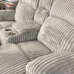 New Corduroy Love Seat.  Grey.  Free Delivery!