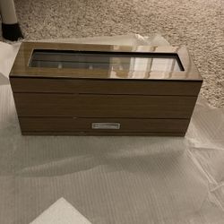 Bey-Berk 5-Watch Box with Glass Top & 5-Compartment Accessory Drawer