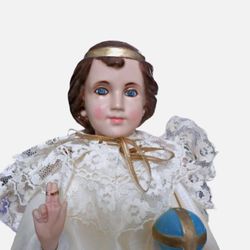 1966 Catholic Infant Jesus Child of Prague Santo Statue by Columbia Statuary